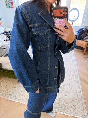 Ganni Rinse Denim Fitted Blazer and Jeans Set